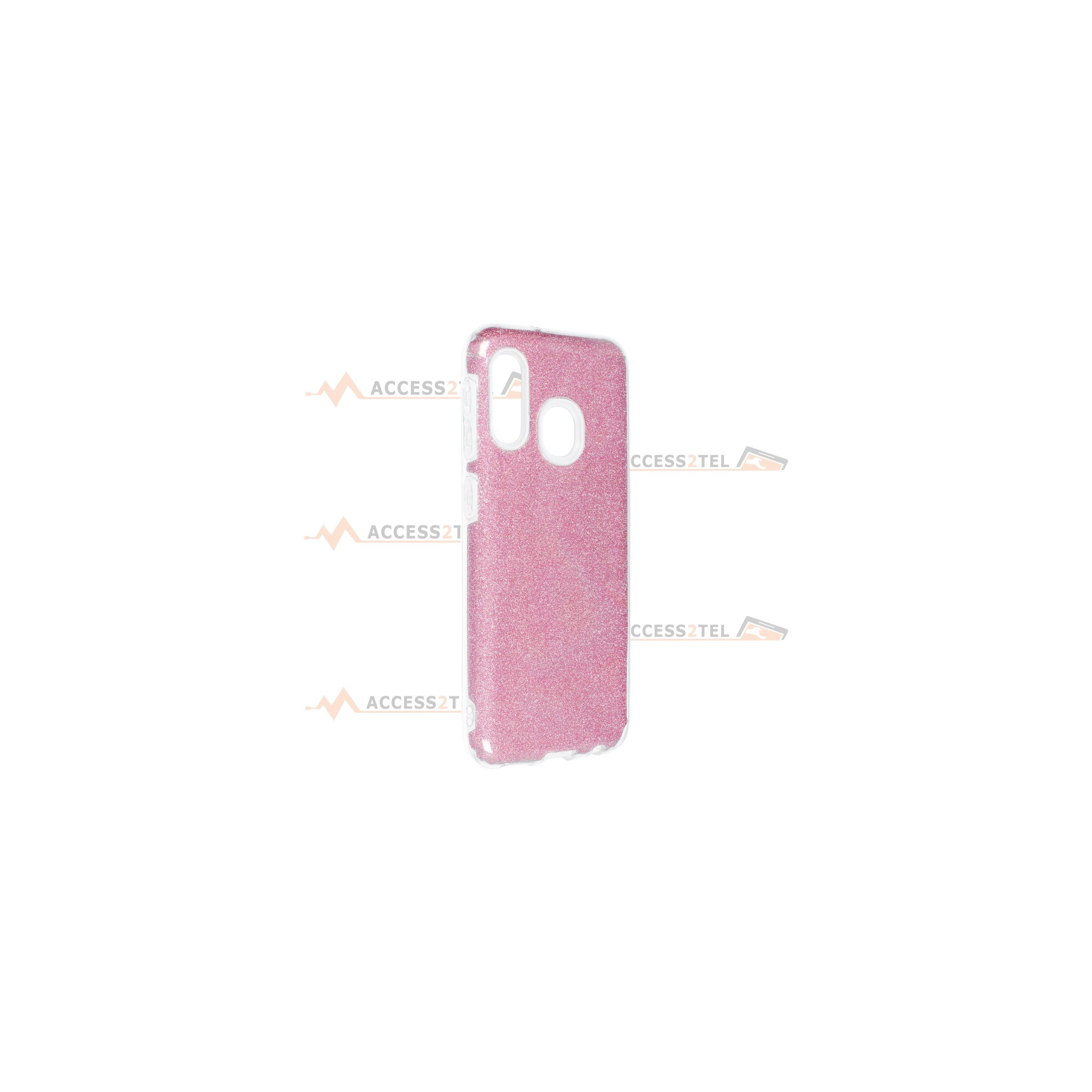 coque renforcée pour samsung galaxy A20e paillettes rose