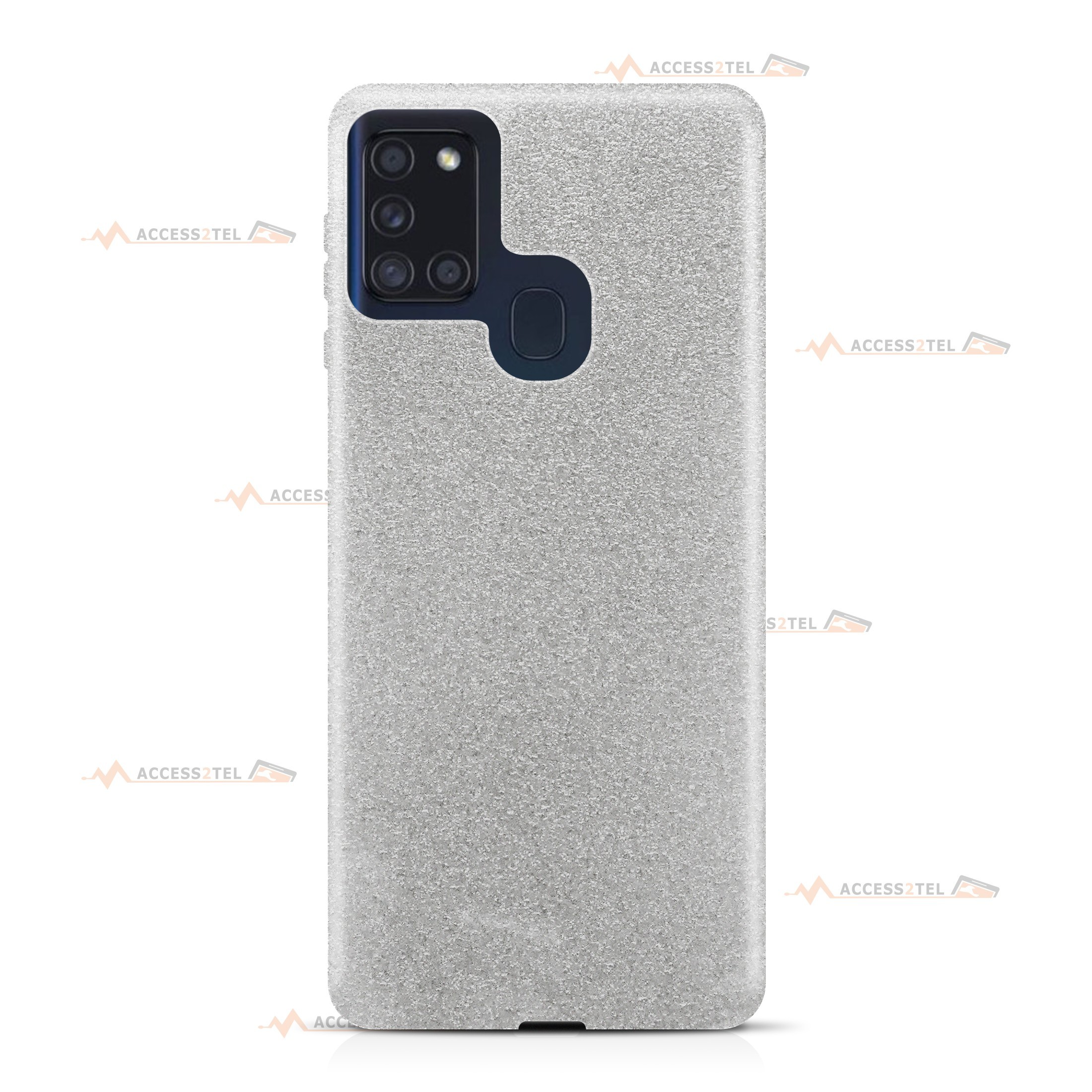 coque pour samsung galaxy A21s paillettes argentée