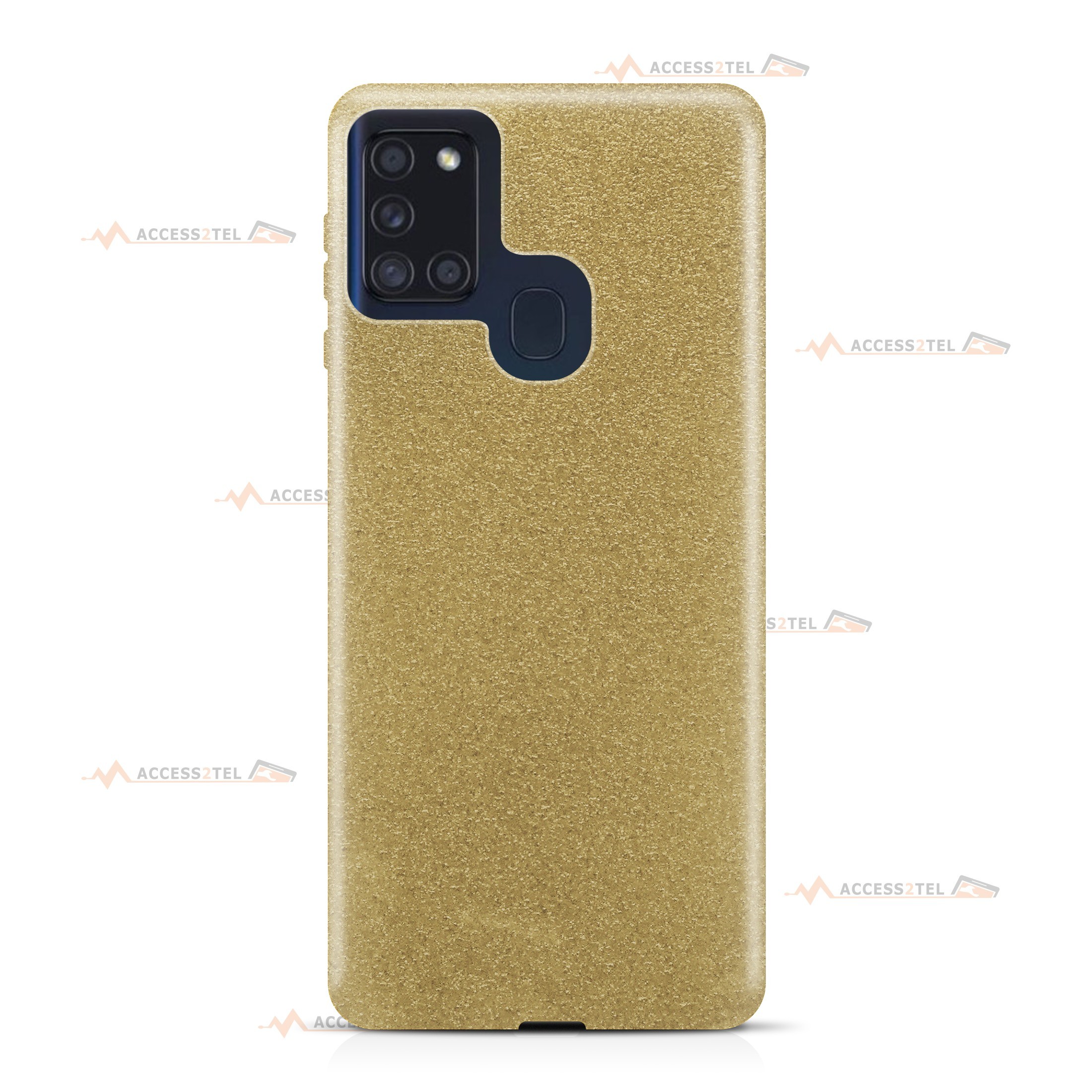 coque pour samsung galaxy A21s paillettes dorée