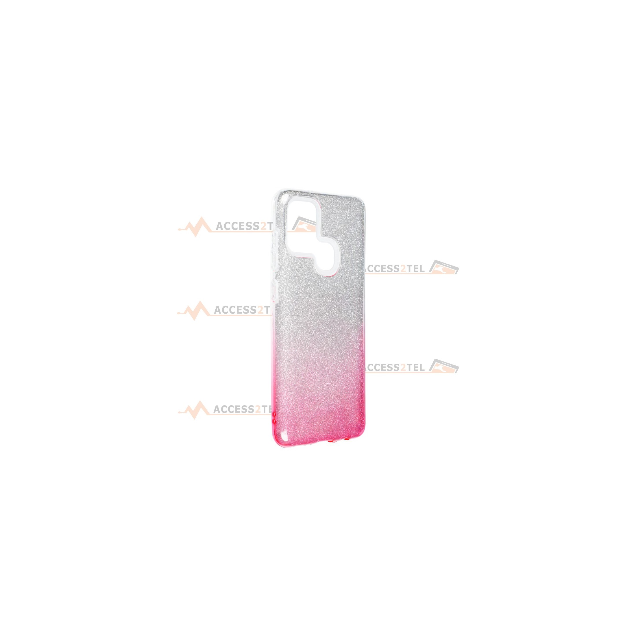 coque renforcée pour samsung galaxy A21s paillettes dégradé rose