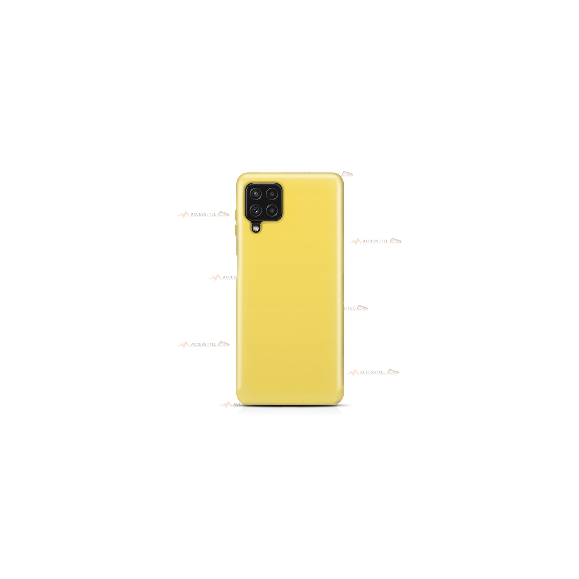 coque pour samsung galaxy a22 4g en silicone soft touch et intérieur microfibre jaune