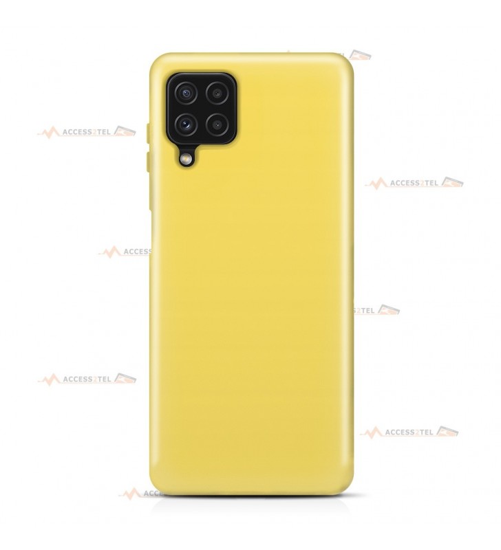 coque pour samsung galaxy a22 4g en silicone soft touch et intérieur microfibre jaune