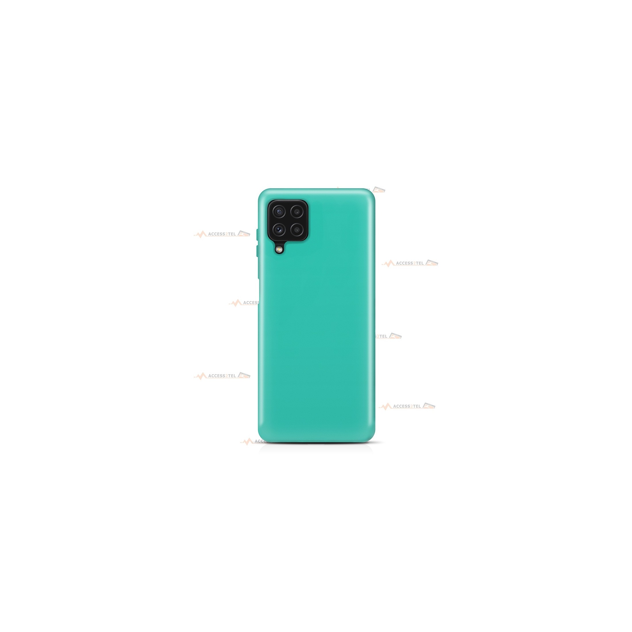 coque pour samsung galaxy a22 4g en silicone soft touch et intérieur microfibre bleu turquoise