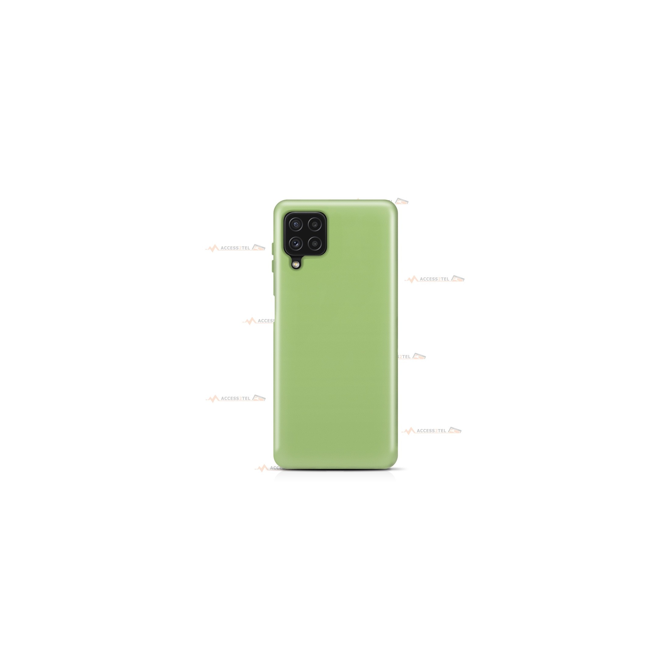 coque pour samsung galaxy a22 4g en silicone soft touch et intérieur microfibre vert clair