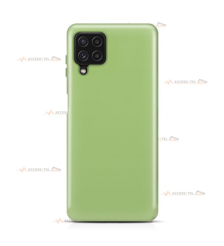 coque pour samsung galaxy a22 4g en silicone soft touch et intérieur microfibre vert clair