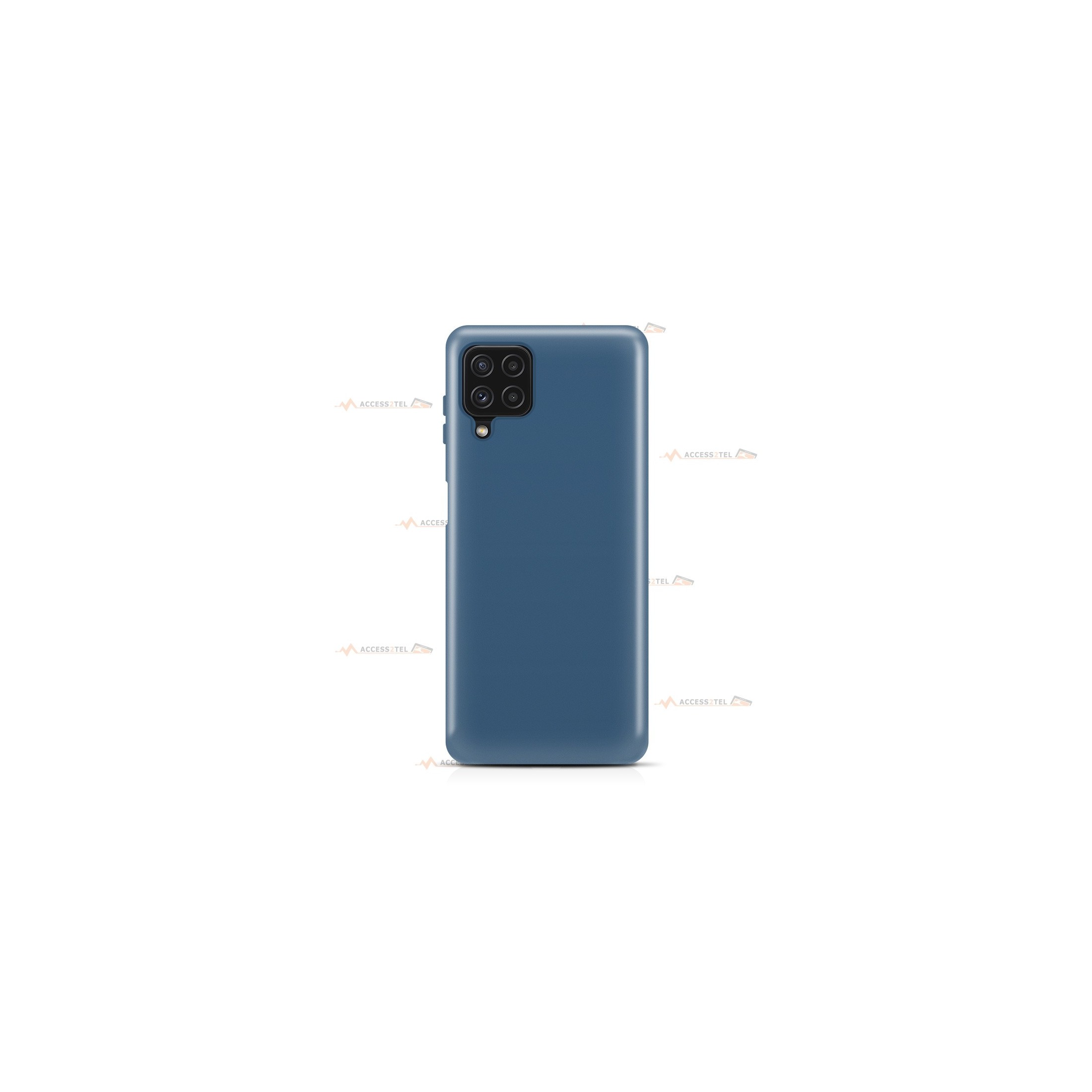 coque pour samsung galaxy a22 4g en silicone soft touch et intérieur microfibre bleu pétrole