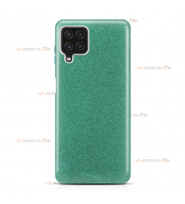 coque pour samsung galaxy A22 4G paillettes turquoise