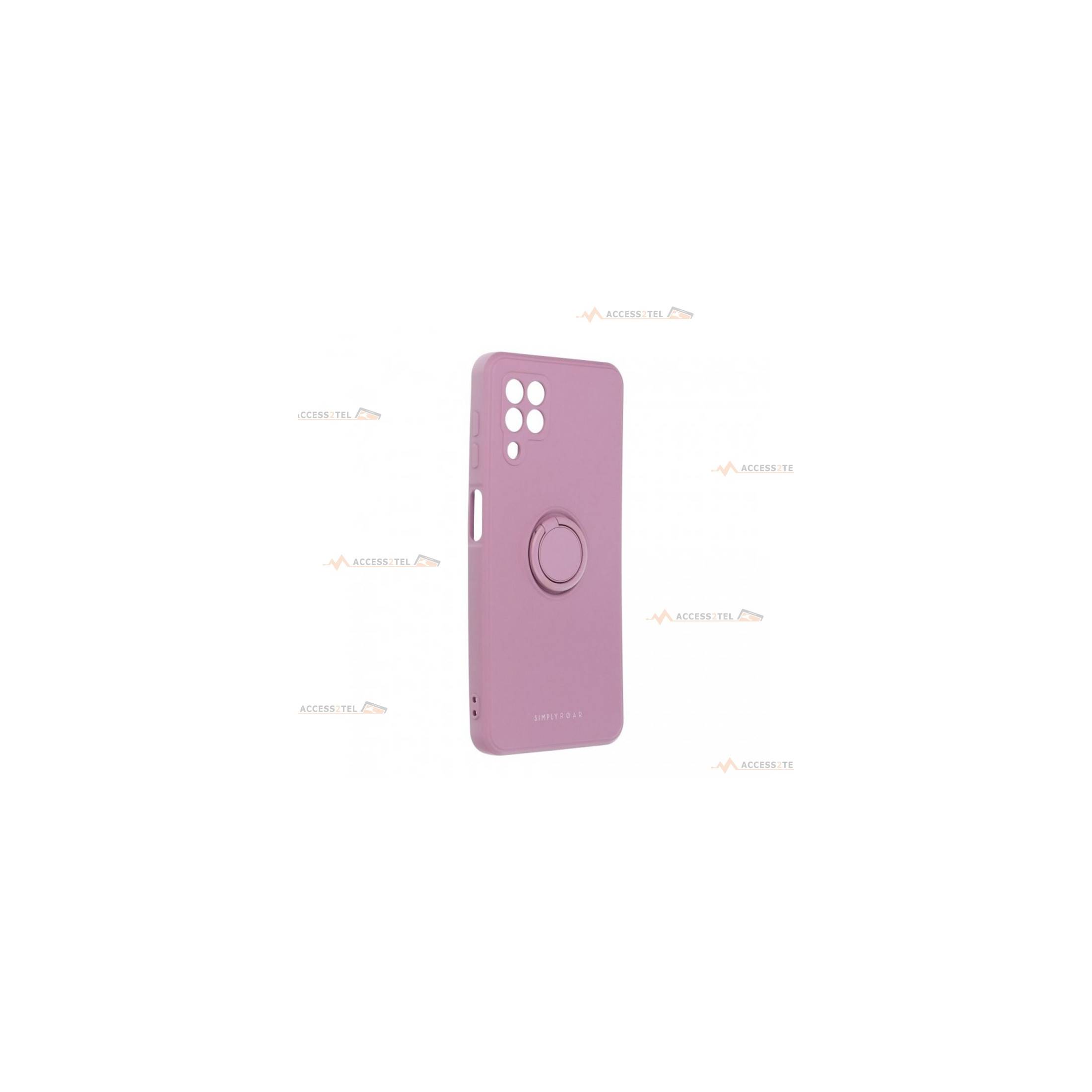 coque violette en silicone avec anneau pour a22 4g