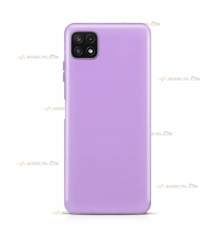 coque pour samsung galaxy A22 5G en silicone soft touch et intérieur microfibre lilas