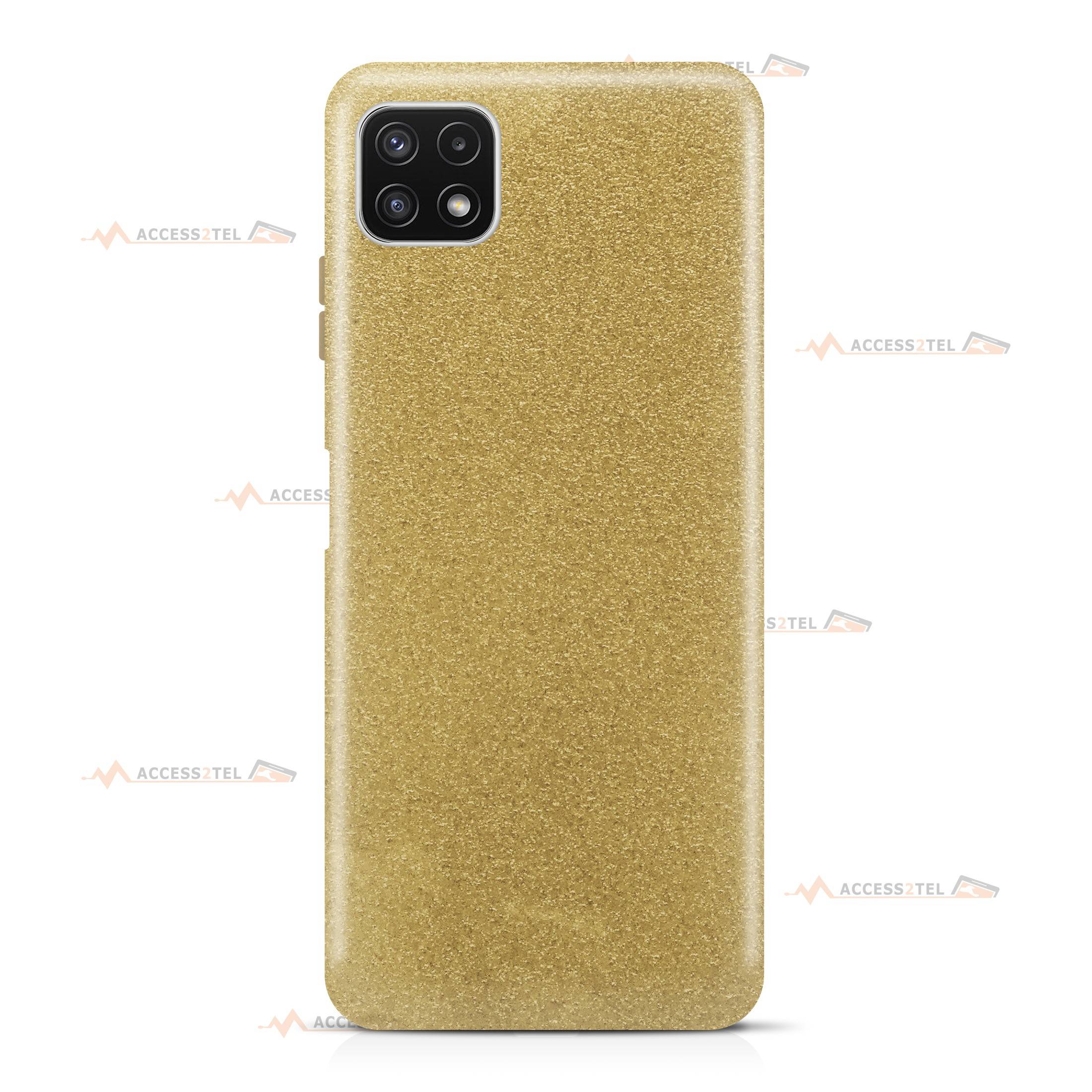 coque pour samsung galaxy A22 5G paillettes dorée