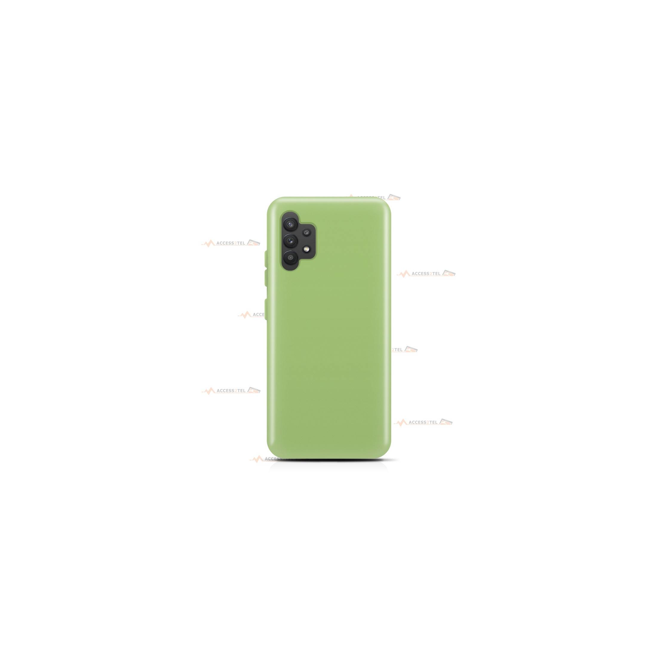 coque pour samsung galaxy a32 4g en silicone soft touch et intérieur microfibre vert clair