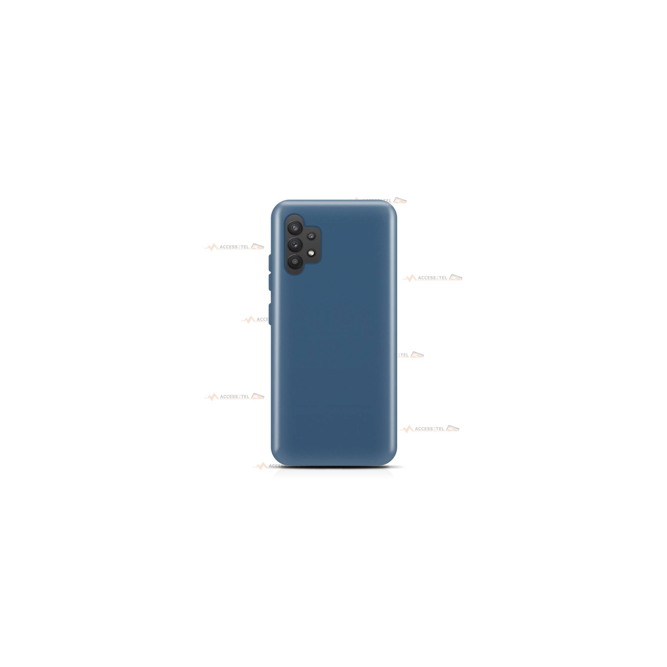 coque pour samsung galaxy A32 4G silicone et microfibre bleu pétrole