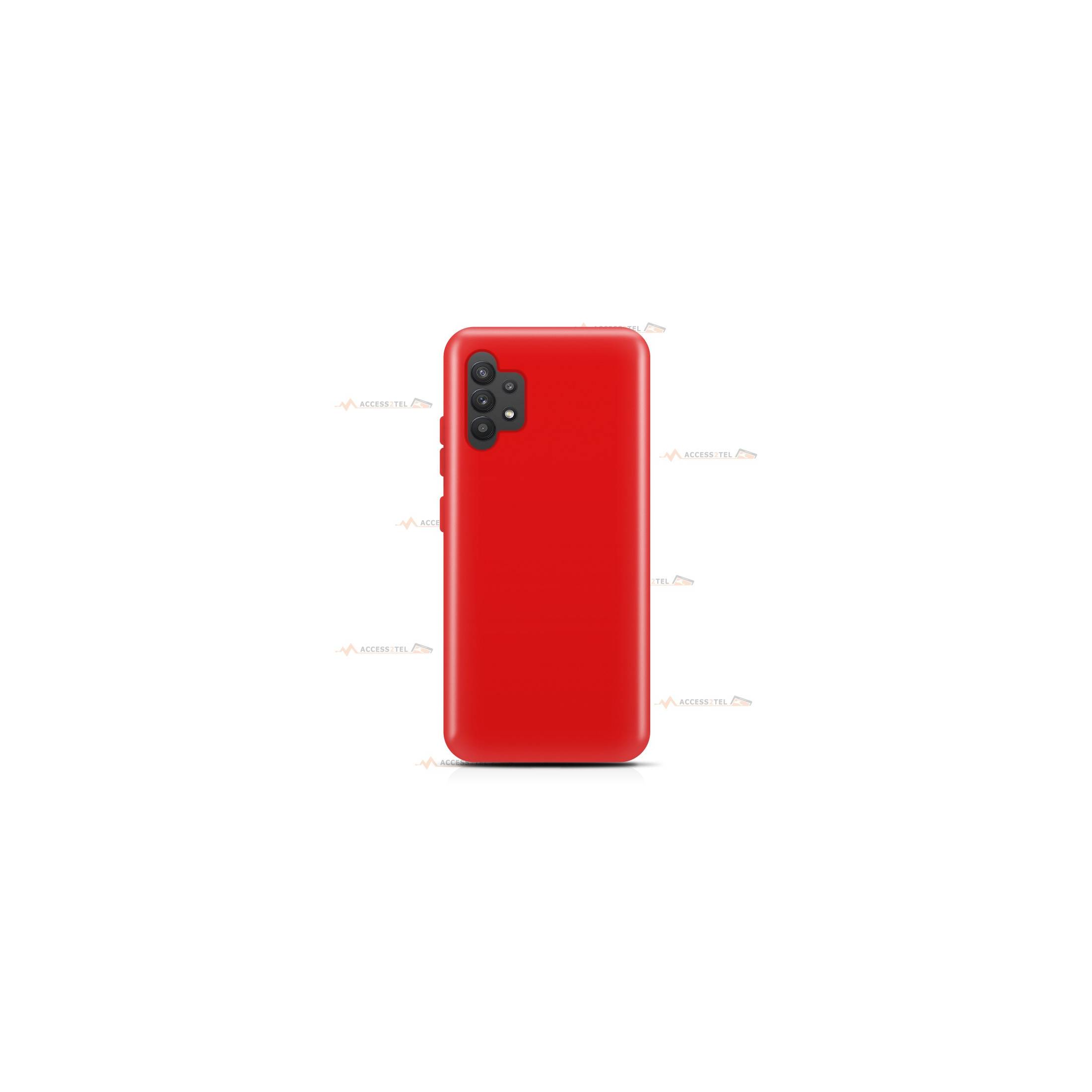 coque pour samsung galaxy A32 4G silicone et microfibre rouge