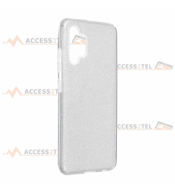 coque renforcée pour samsung galaxy A32 4G paillettes argentée