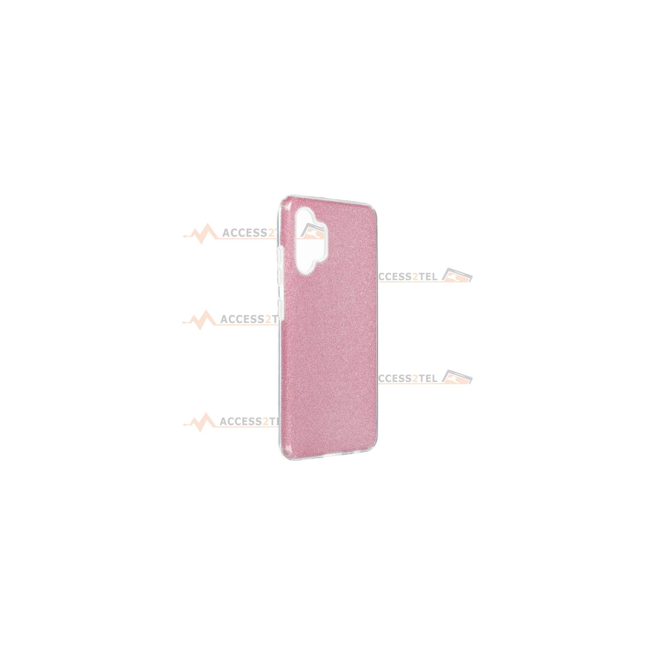 coque renforcée pour samsung galaxy A32 4G paillettes rose