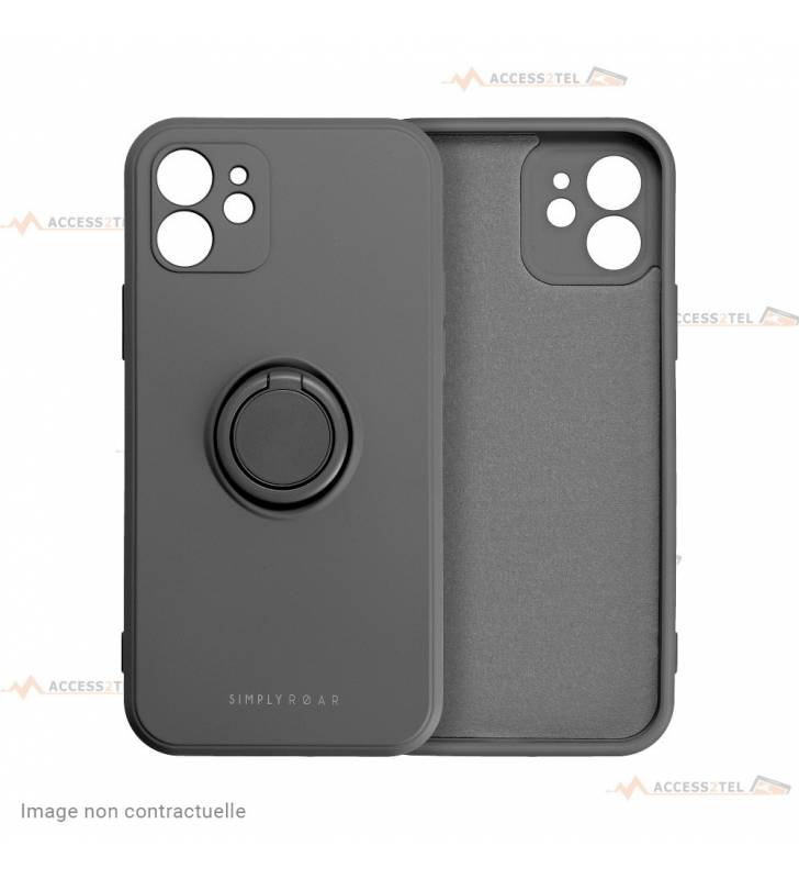 coque noire en silicone interieur fibre avec anneau pour a32 4g