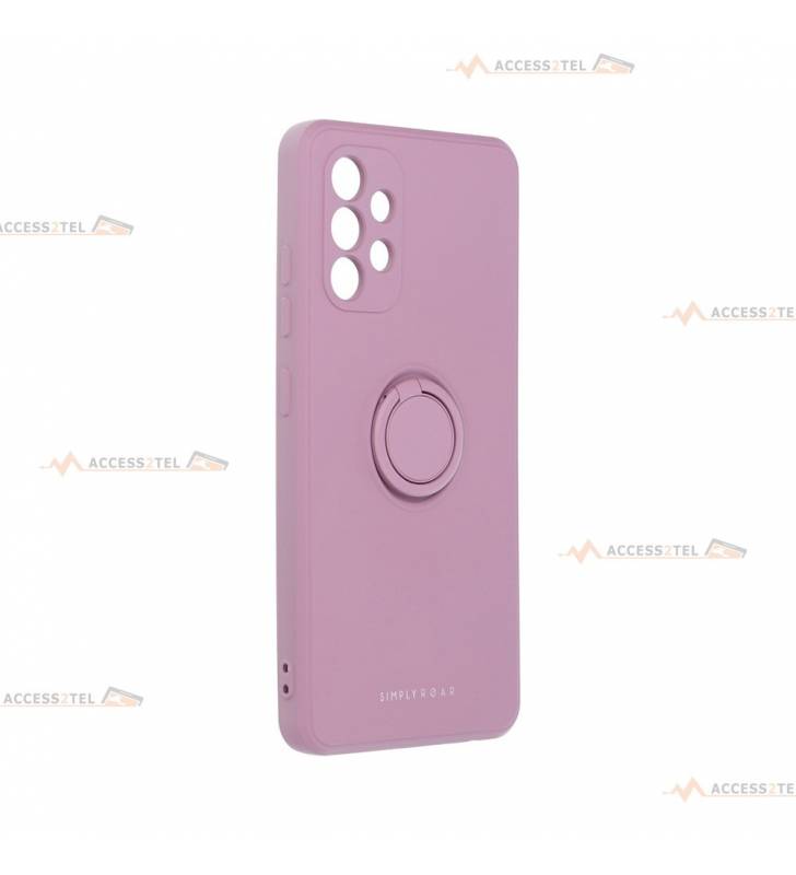 coque violette en silicone interieur fibre avec anneau pour a32 4g