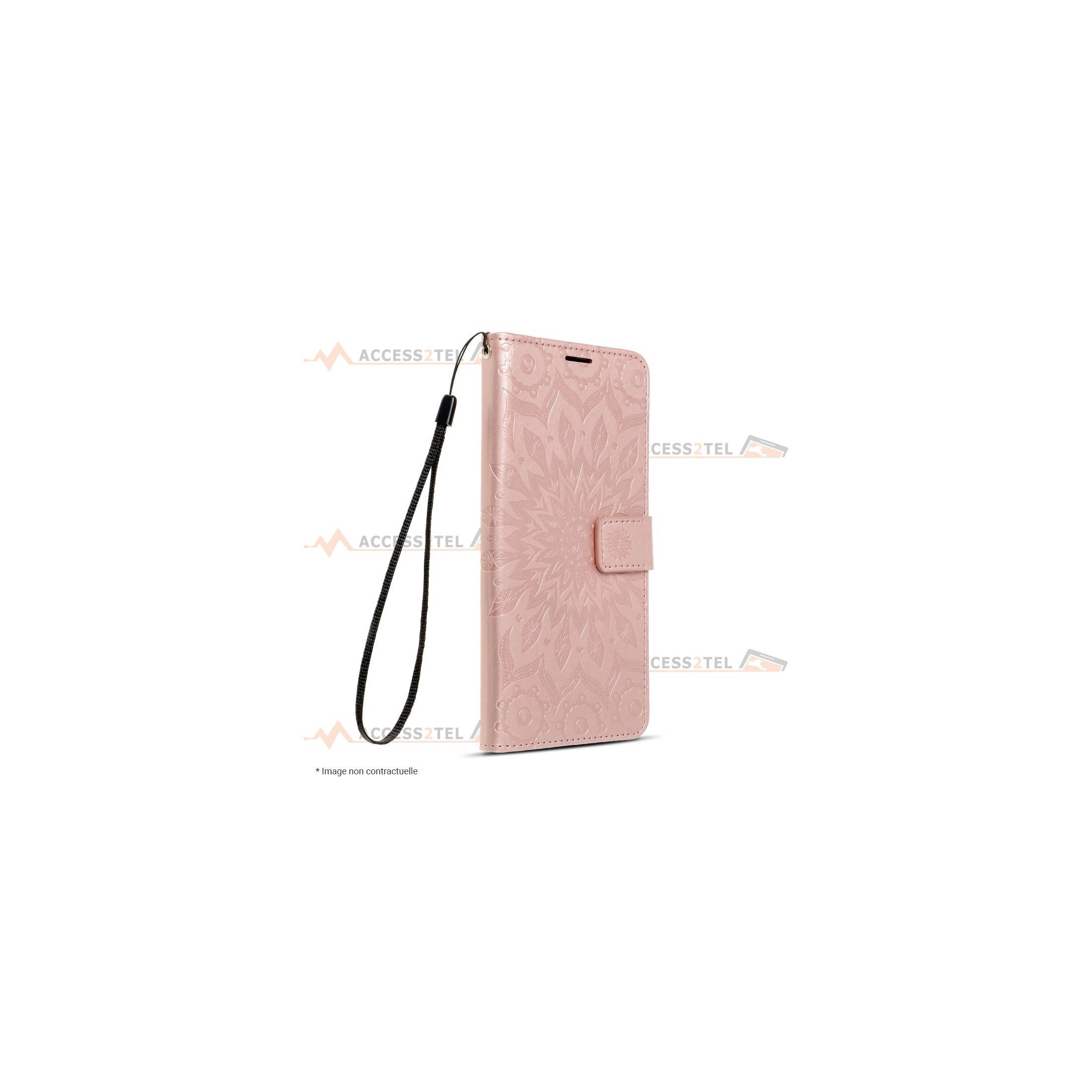 étui pour samsung galaxy A32 4G mandala rose gold dragonne