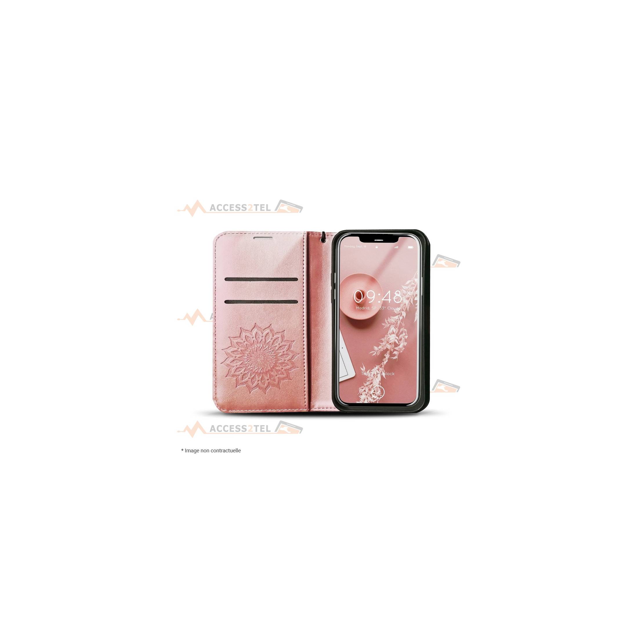 étui pour samsung galaxy A32 4G mandala rose gold ouvert