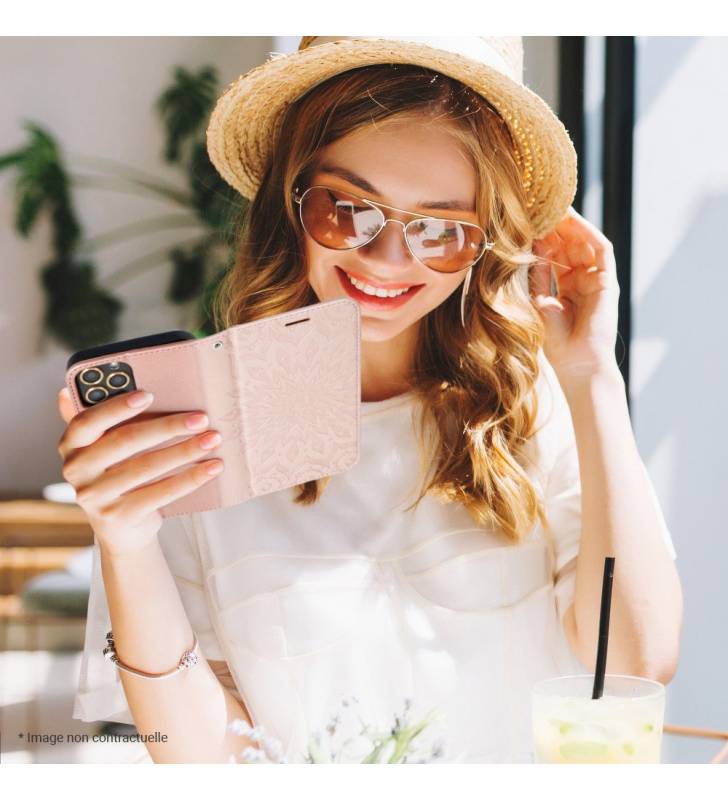 étui pour samsung galaxy A32 4G mandala rose gold tenu