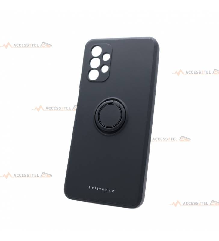 coque noire en silicone interieur fibre avec anneau pour a32 5g