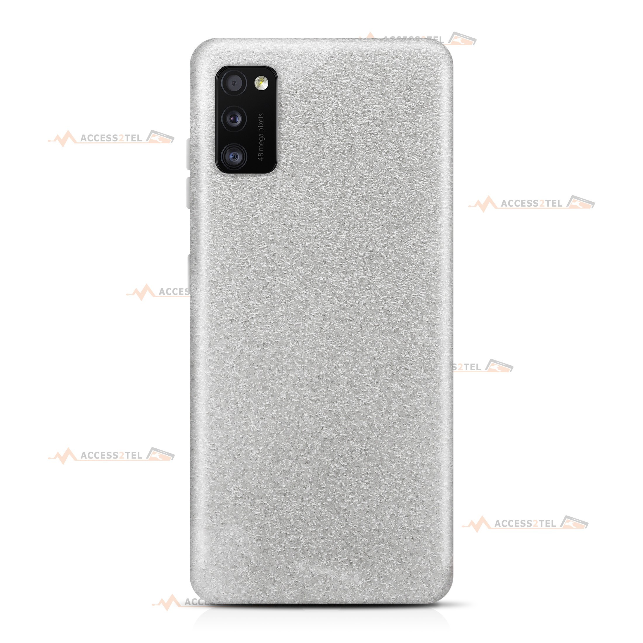 coque pour samsung galaxy A41 paillettes argentée