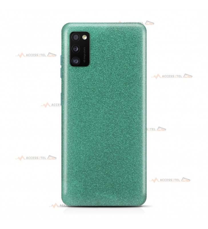 coque pour samsung galaxy A41 paillettes turquoise