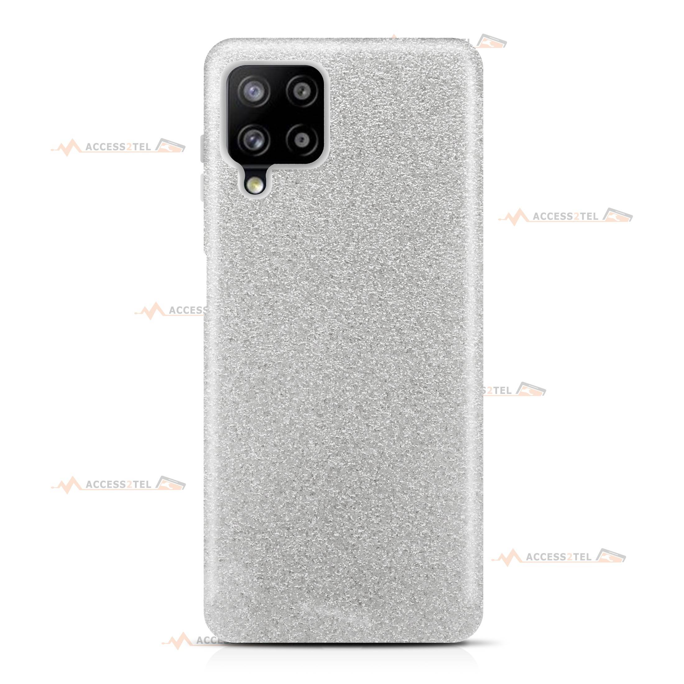 coque pour samsung galaxy A42 5G paillettes argentée