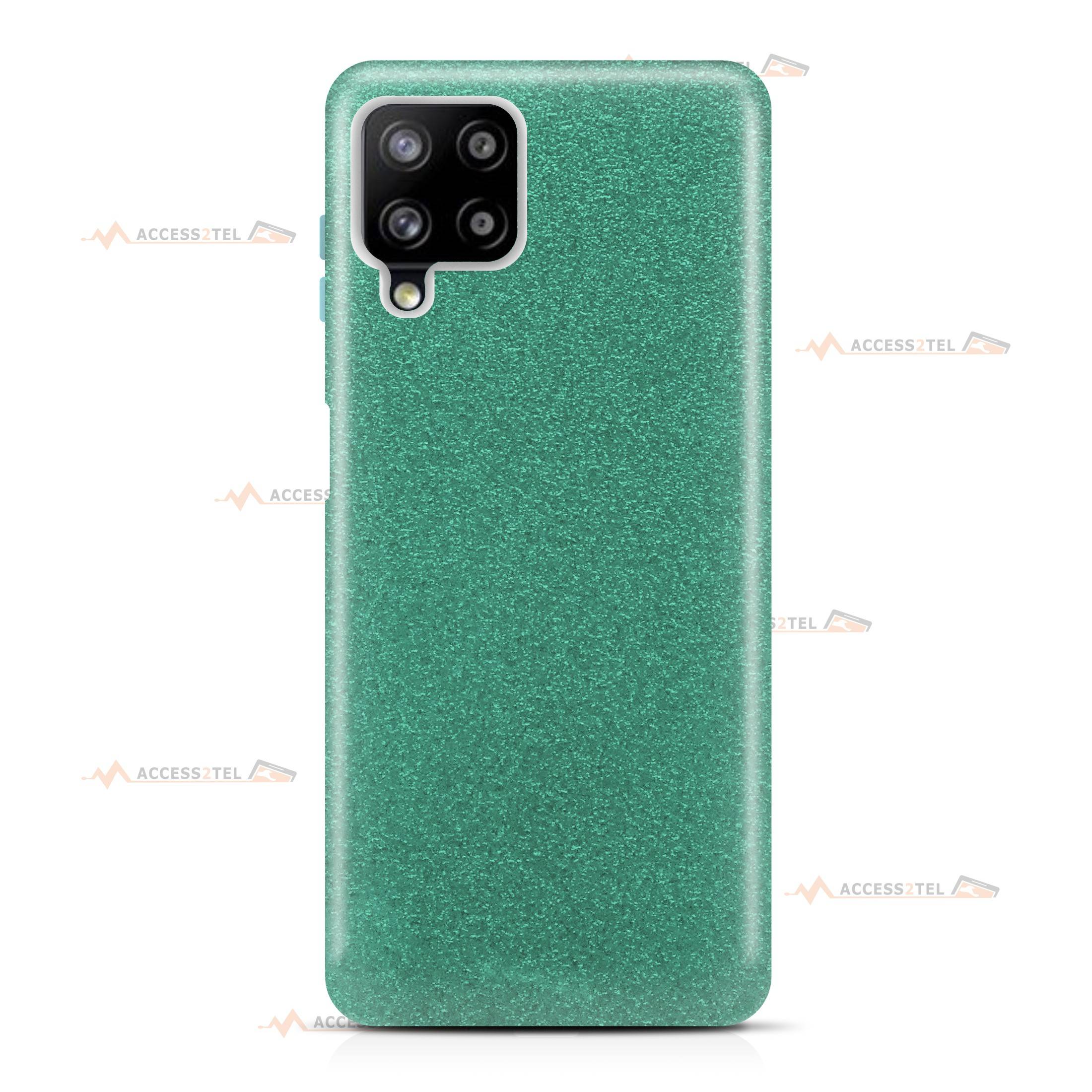 coque pour samsung galaxy A42 5G paillettes turquoise