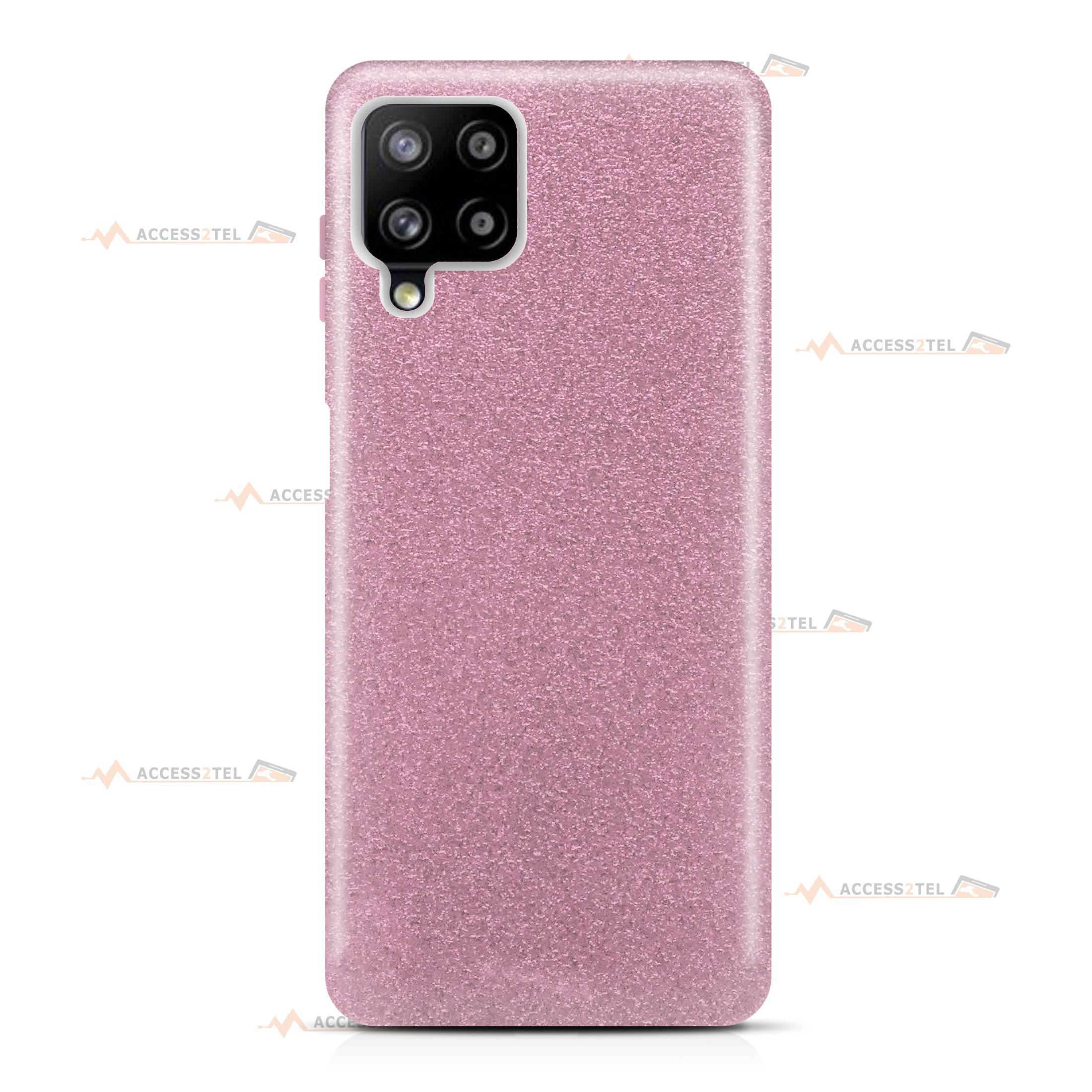 coque pour samsung galaxy A42 5G paillettes rose