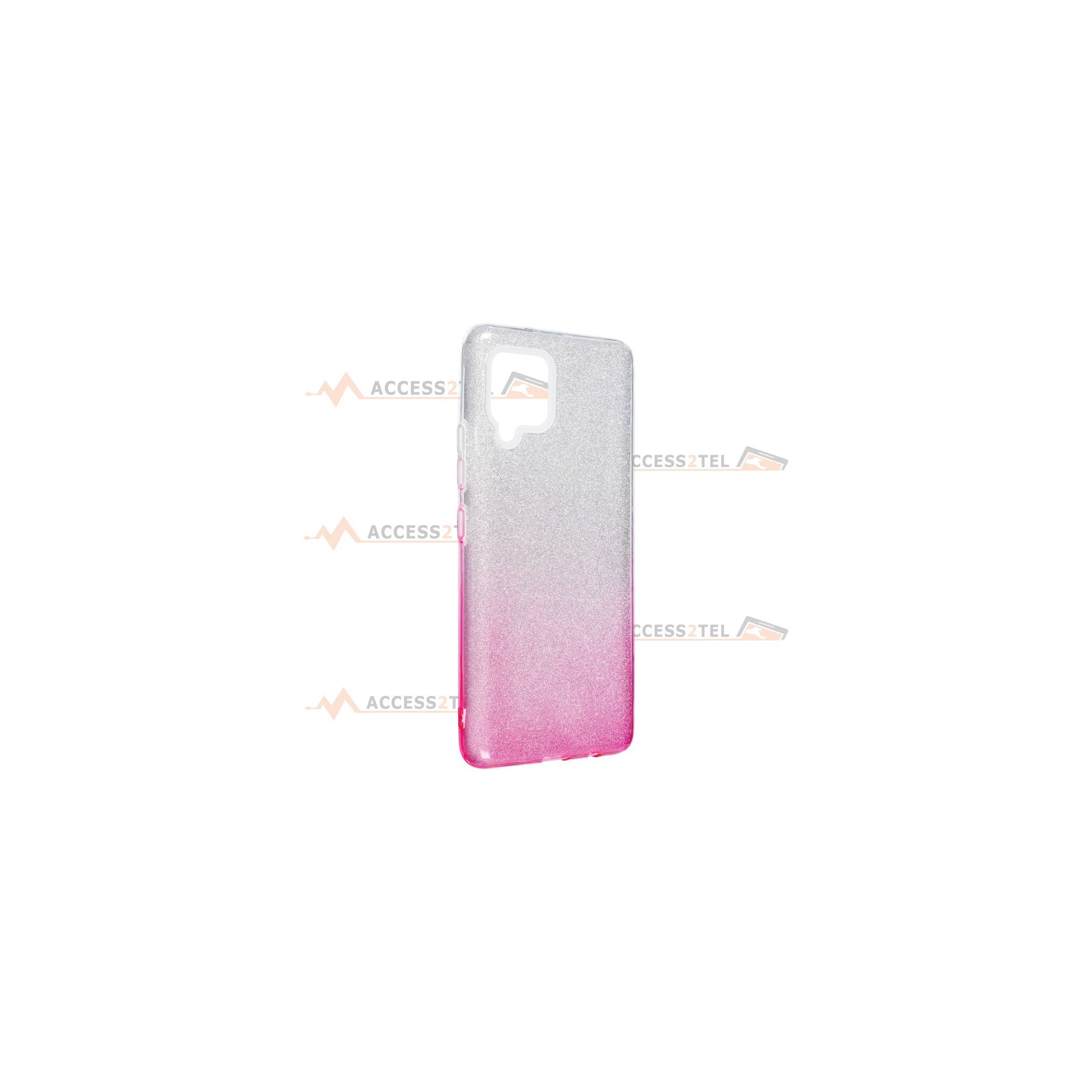 coque renforcée pour samsung galaxy A42 5G paillettes dégradé rose