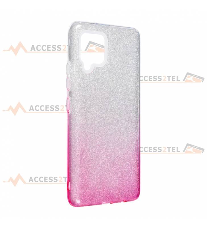 coque renforcée pour samsung galaxy A42 5G paillettes dégradé rose