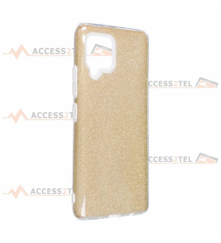 coque renforcée pour samsung galaxy A42 5G paillettes dorée