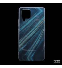 coque de téléphone design moderne bleu et or pour samsung galaxy a42 5G