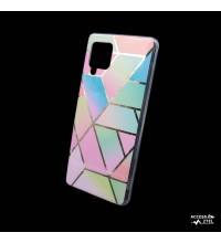 coque de téléphone design moderne arc-en-ciel pastel pour samsung galaxy a42 5G reflets dorés