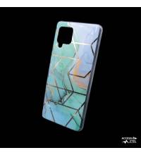 coque de téléphone design moderne marble turquoise pour samsung galaxy a42 5G reflets dorés