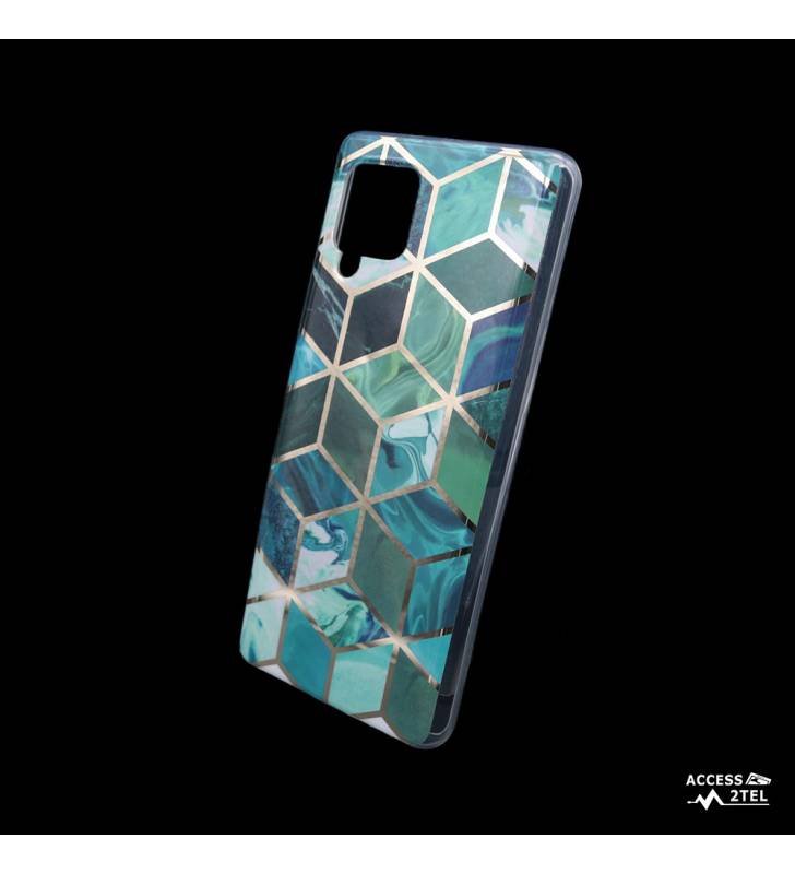 coque de téléphone design moderne marbre vert pour samsung galaxy a42 5G reflets dorés