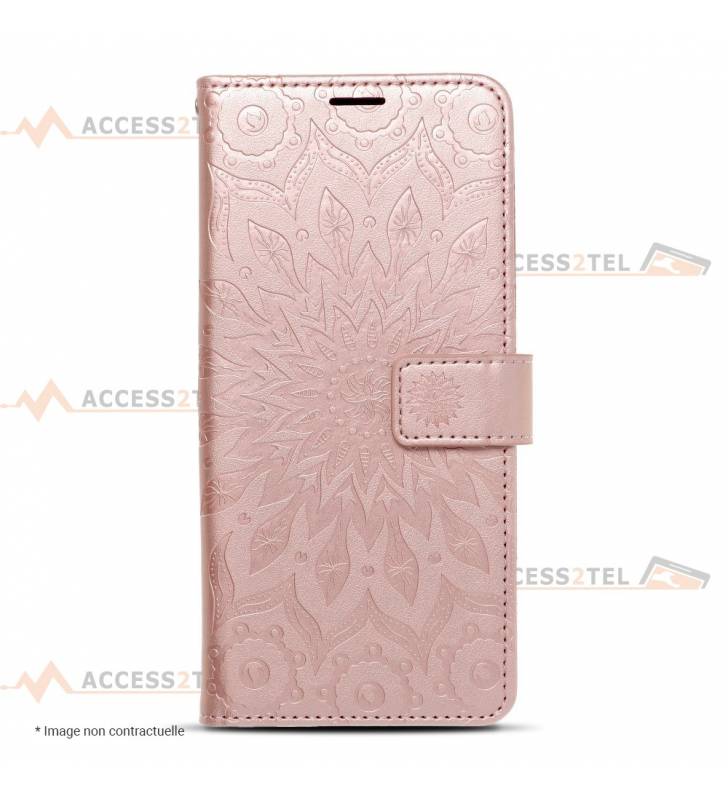 étui pour samsung galaxy A42 mandala rose gold
