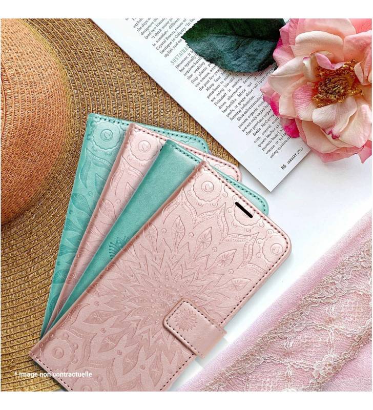étui pour samsung galaxy A42 mandala rose gold smartphone