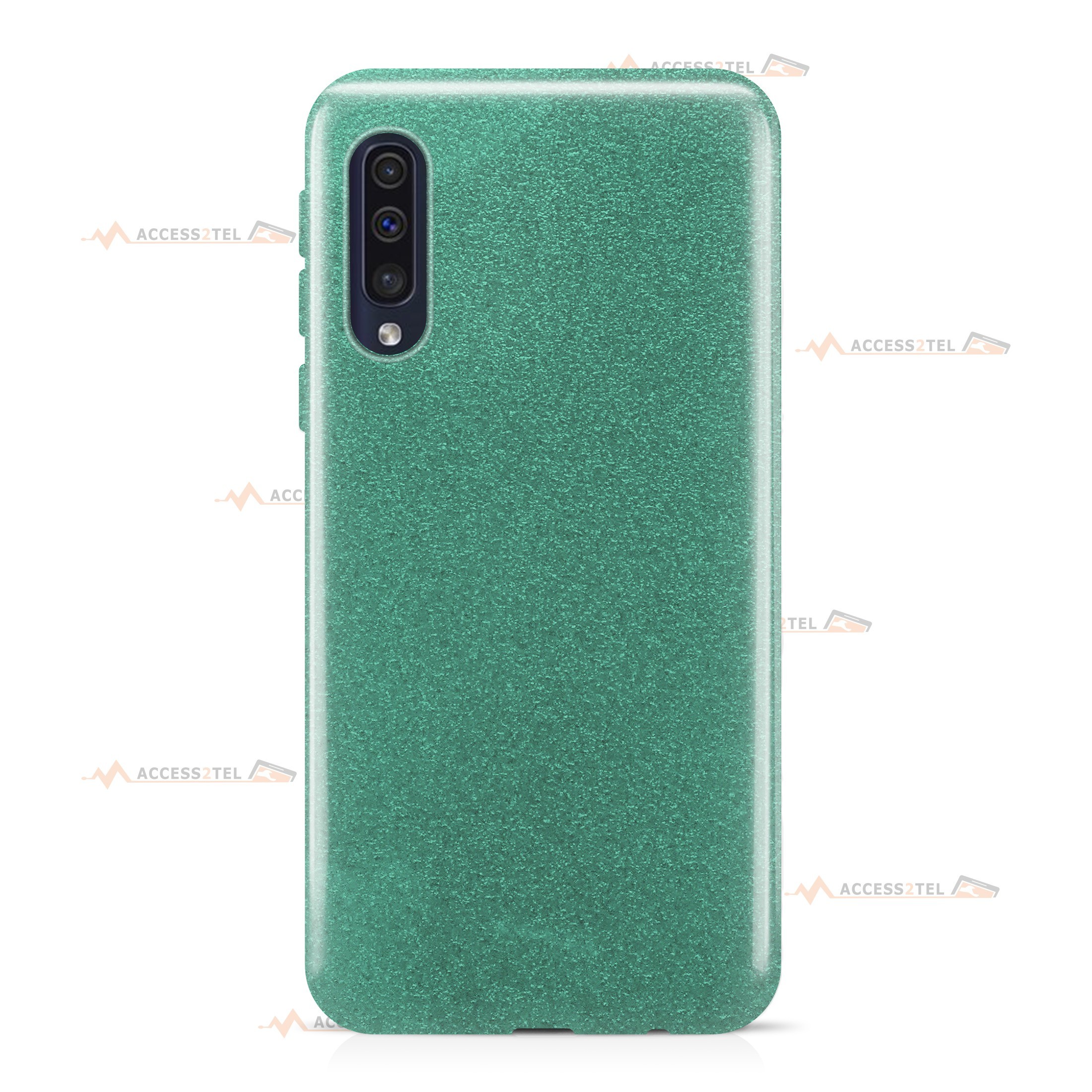 coque pour samsung galaxy A50 paillettes turquoise