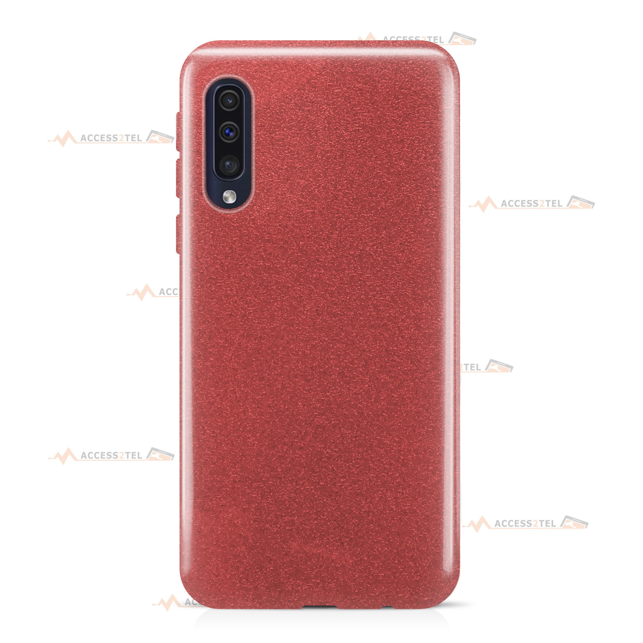 coque pour samsung galaxy A50 paillettes rouge