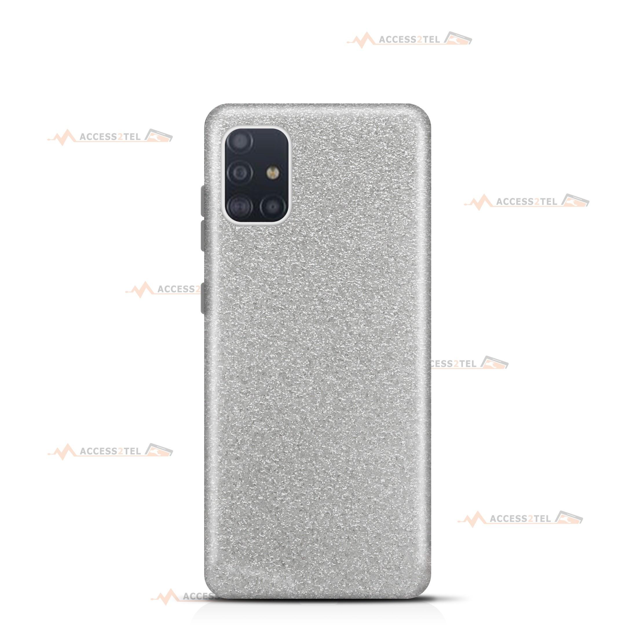 coque pour samsung galaxy A51 paillettes argentée