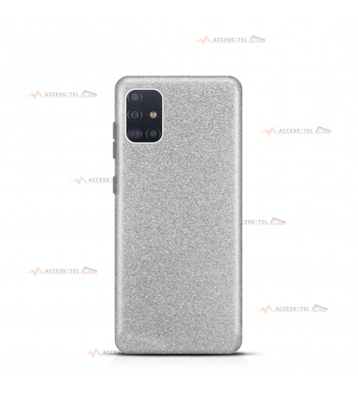 coque pour samsung galaxy A51 paillettes argentée