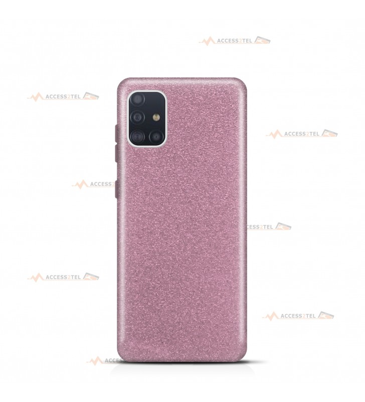 coque pour samsung galaxy A51 paillettes rose