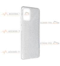 coque renforcée pour samsung galaxy A51 paillettes argentée