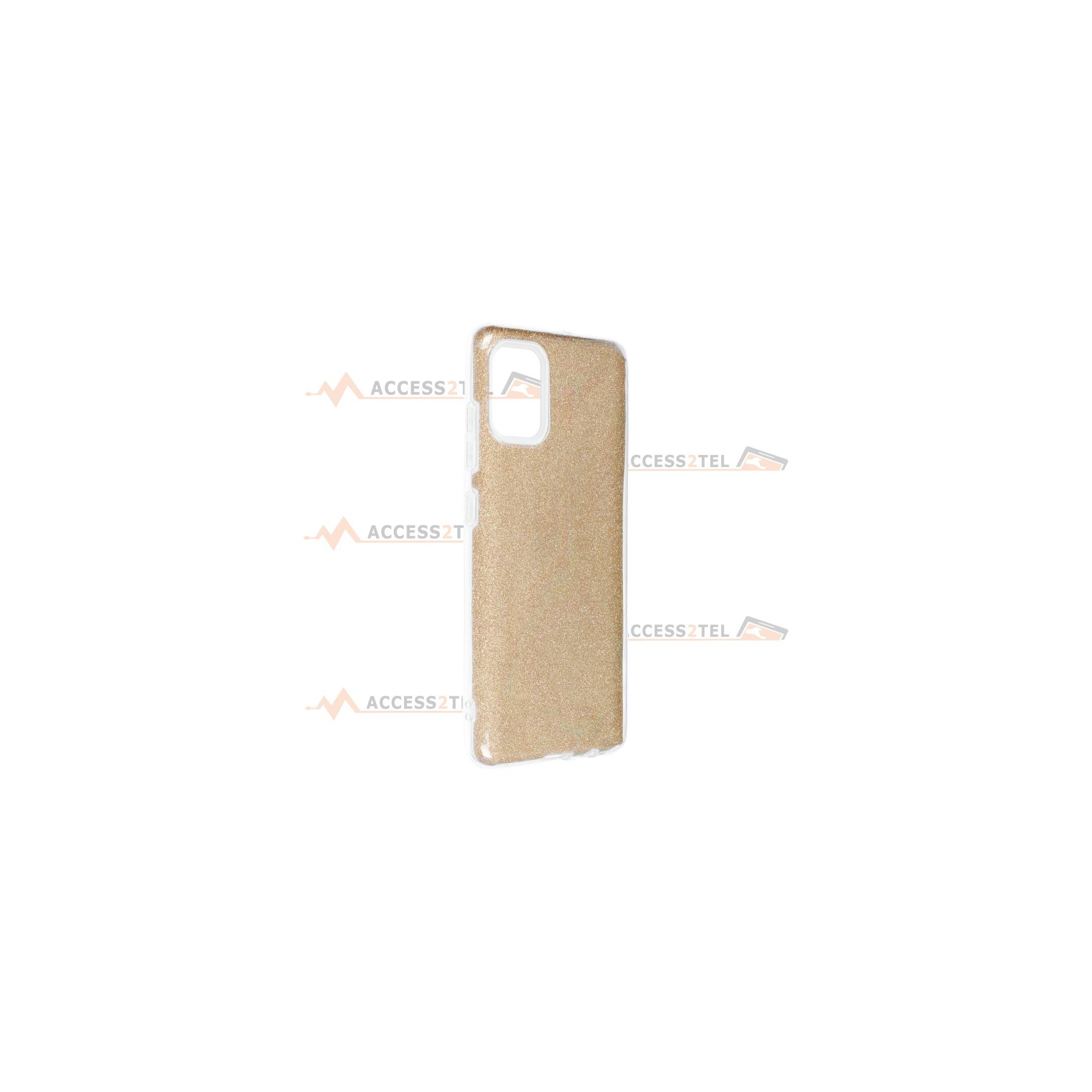 coque renforcée pour samsung galaxy A51 paillettes dorée