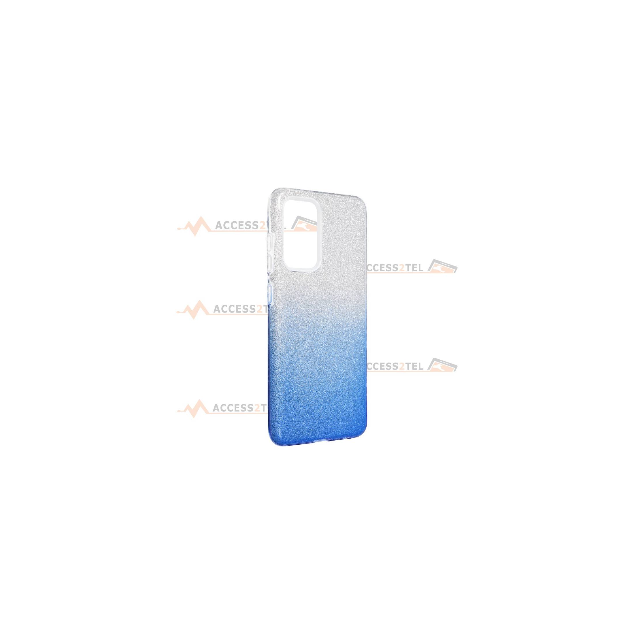 coque renforcée pour samsung galaxy A52 paillettes dégradé bleu