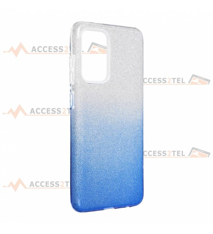 coque renforcée pour samsung galaxy A52 paillettes dégradé bleu