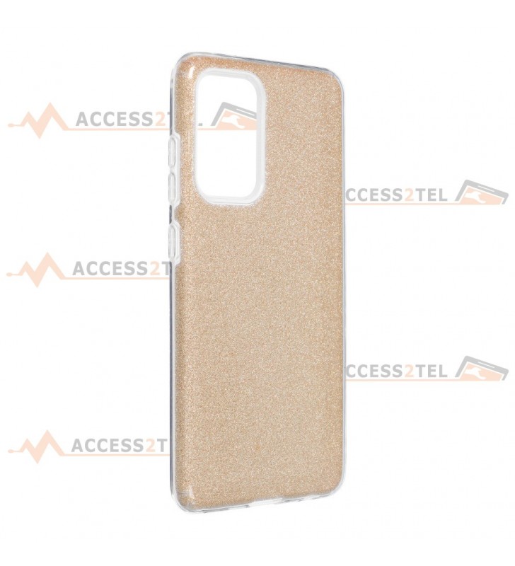 coque renforcée pour samsung galaxy A52 paillettes dorée