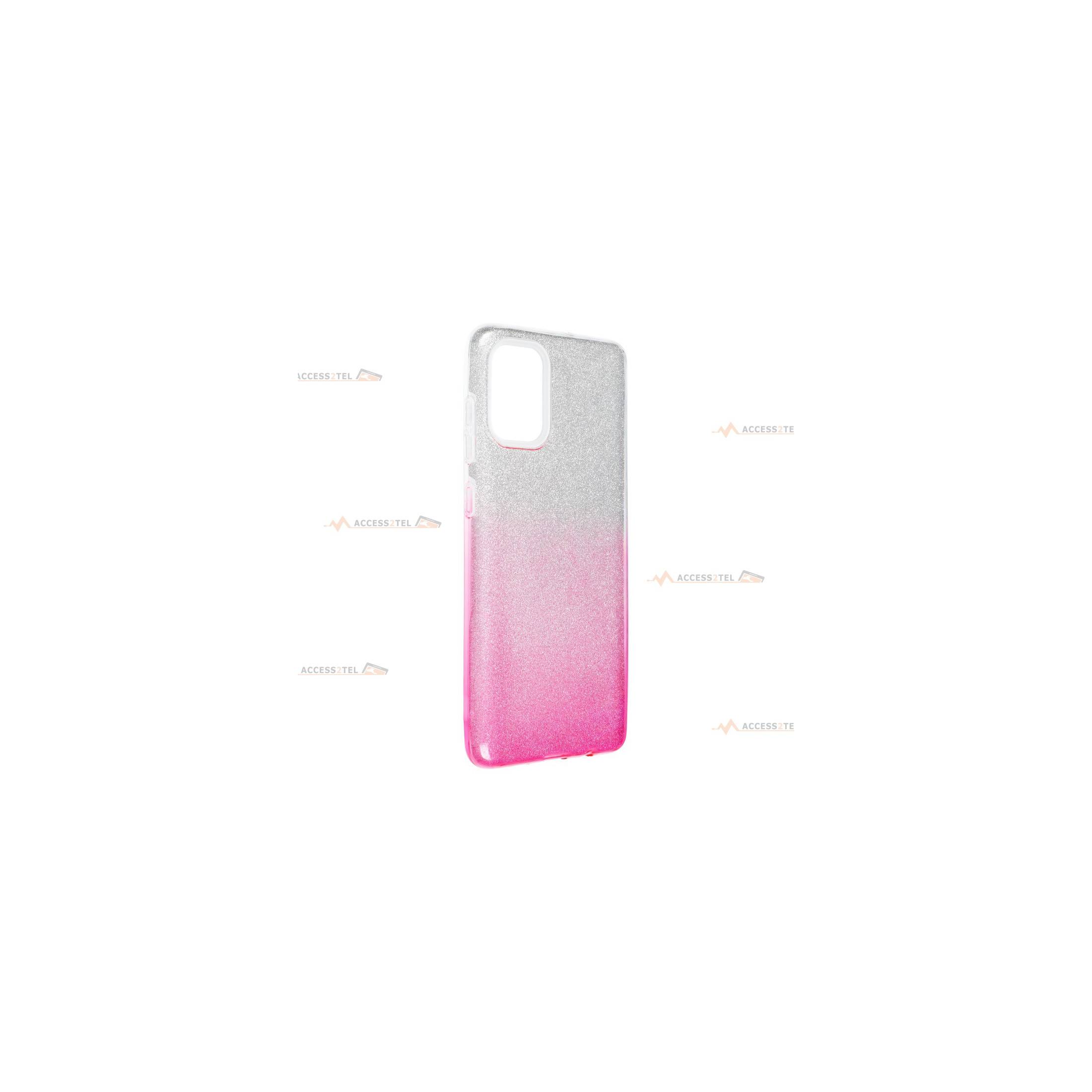 coque renforcée pour samsung galaxy A53 5G paillettes dégradé rose